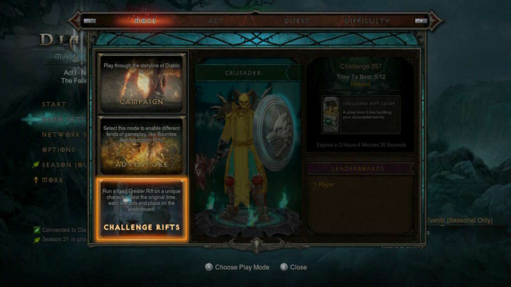 Diablo 3 Seasonal Challenge Rifts