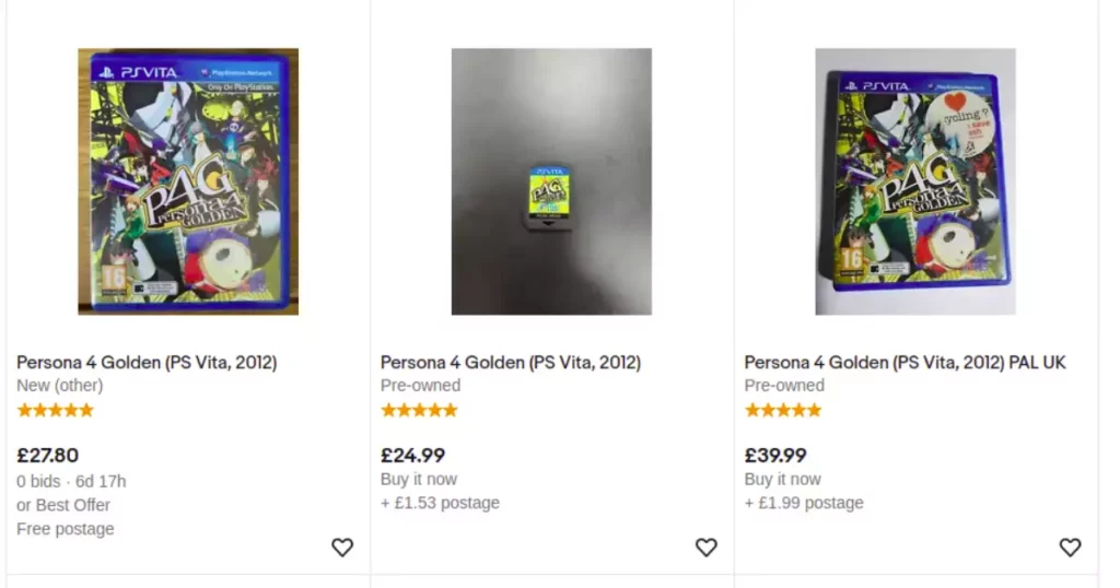 Persona 4 Golden price list